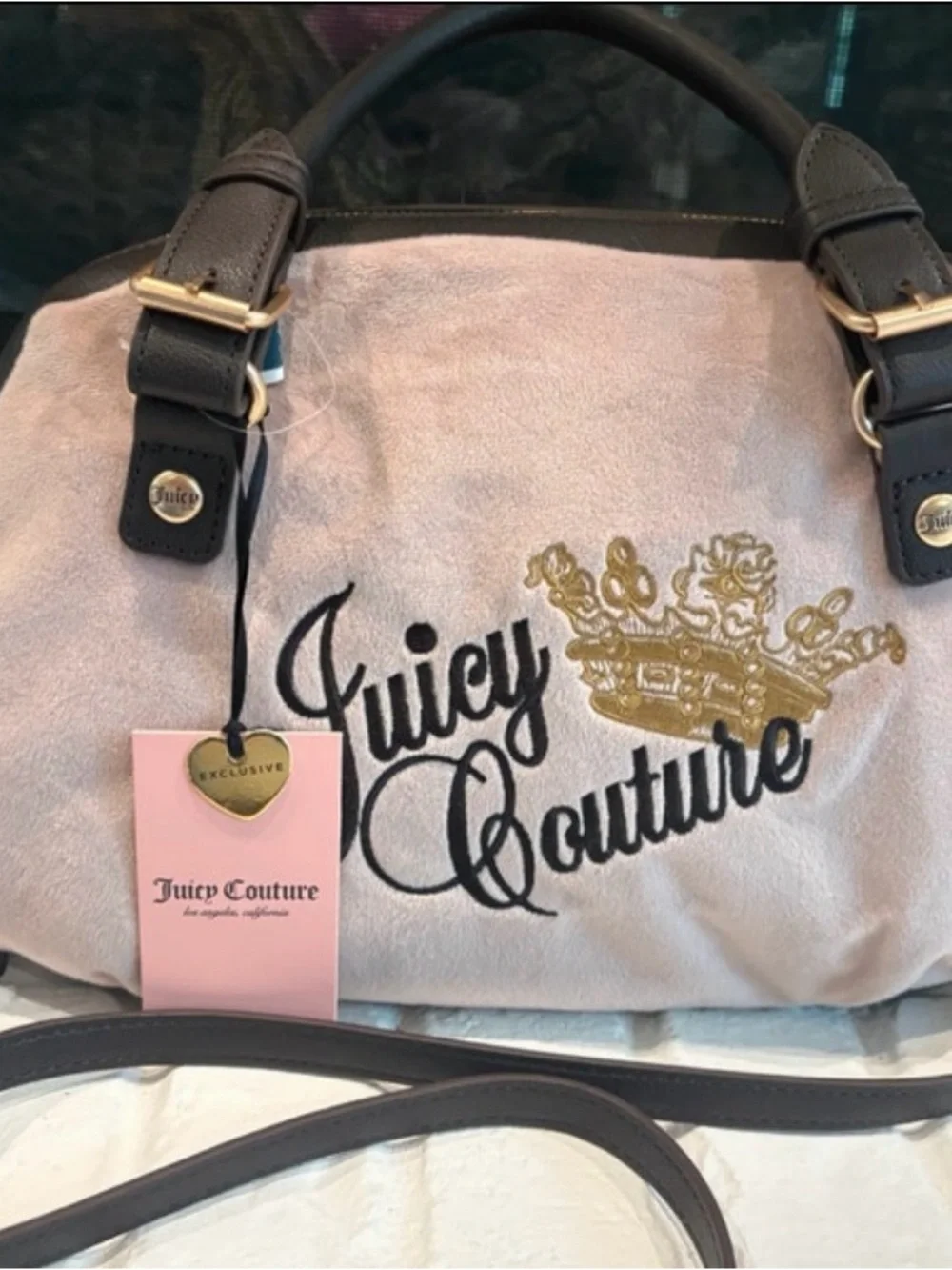 Juicy Couture pink & Black Logo Satchel